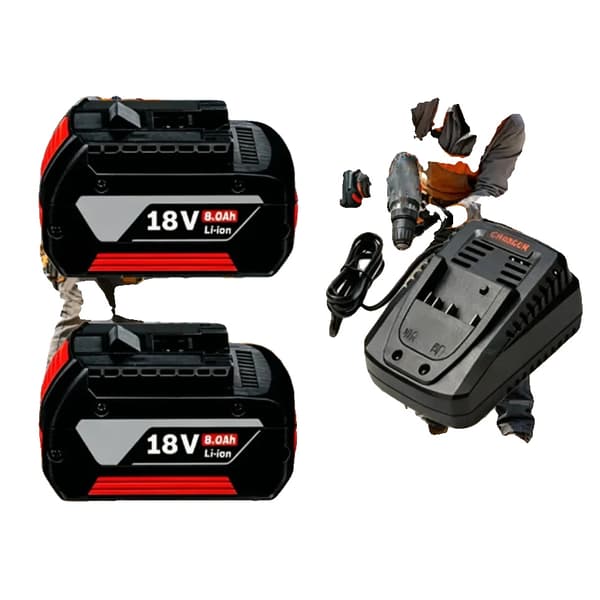 Lithium Ion Batteri, 18V, 8000mAh Kapacitet,2PCS-lader, 18V-e