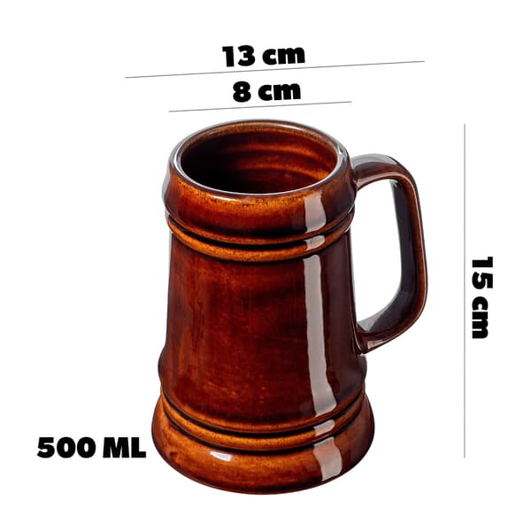 Pint, Stengods, Ergonomisk Design,Brun