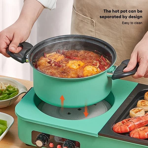 Elektrisk Multikokare, Non-Stick Design, Mångsidig Matlagning,Grön, EU