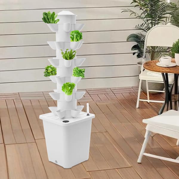 Hydroponisk Tårn, 30 Væksthuller, 6 Lags Vertikalt Design,HVID