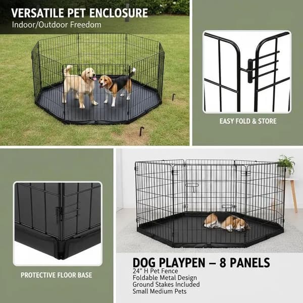 Hundhage, vikbar design, metallkonstruktion, Typ1