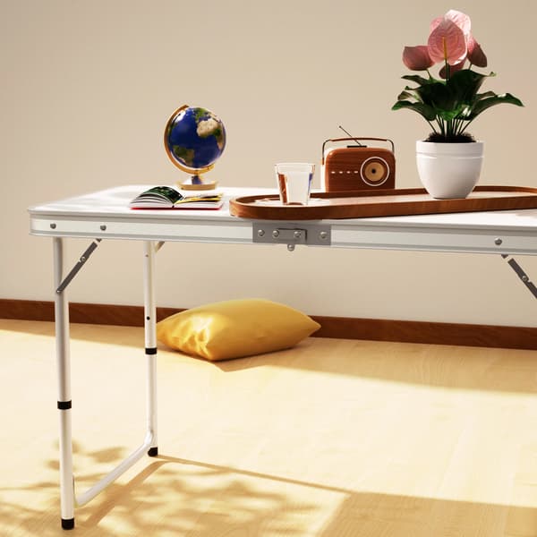 Foldbart Bord, Aluminiumlegering, Højdejusterbart,HVID