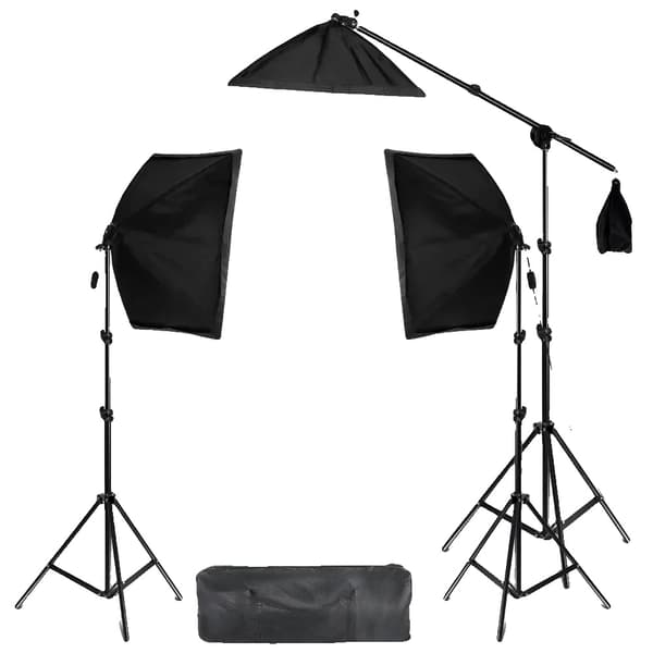 Softbox Lyskits, Fire Lampestativer, Justerbart Belysningssystem,2+1 blødt kasser