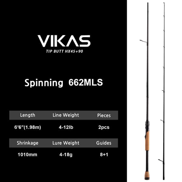 Bassefiskestang, Fuji Guide, Ergonomisk Design,VIKAS-662MLS