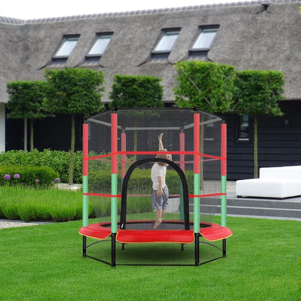 Trampolin, Sikkerhedsnet, Holdbar Konstruktion,Rød