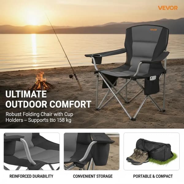 Campingstol, rostfritt stål, bärbar design, armégrön