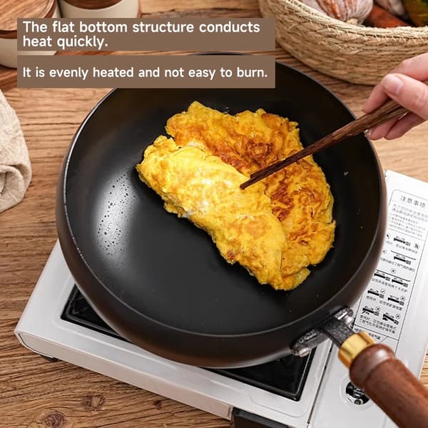 Wok, Håndsmedet Jern, Ubehandlet Overflade,28CM(pef)