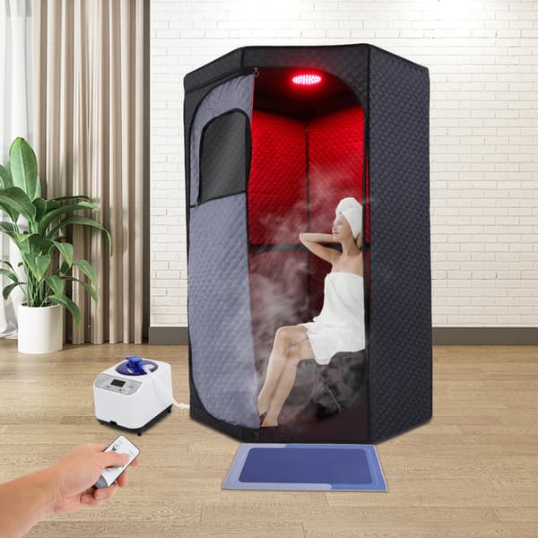 Damp Sauna Sæt, 1350W Effekt, 9 Varmeindstillinger, 5-60 Minutters Timer, Inkluderer Bærbar Stol, Holdbare Materialer