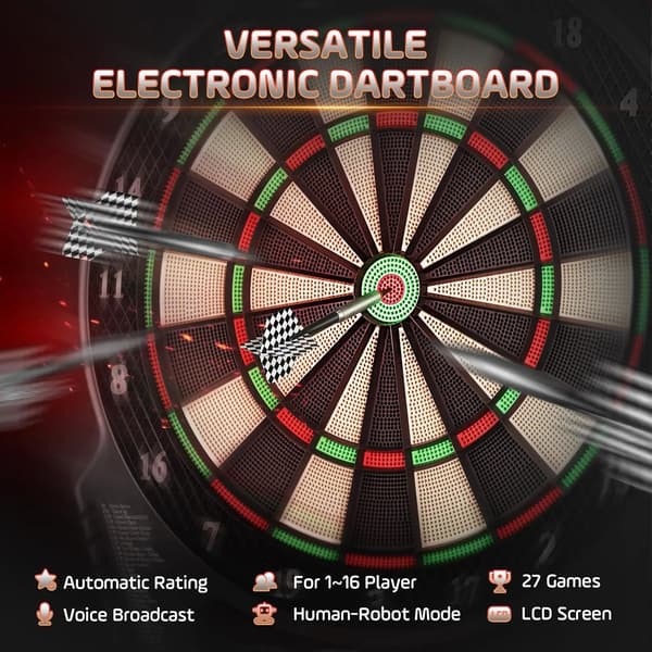 Elektronisk darttavla, 27 spelalternativ, stöder 16 spelare,VIT