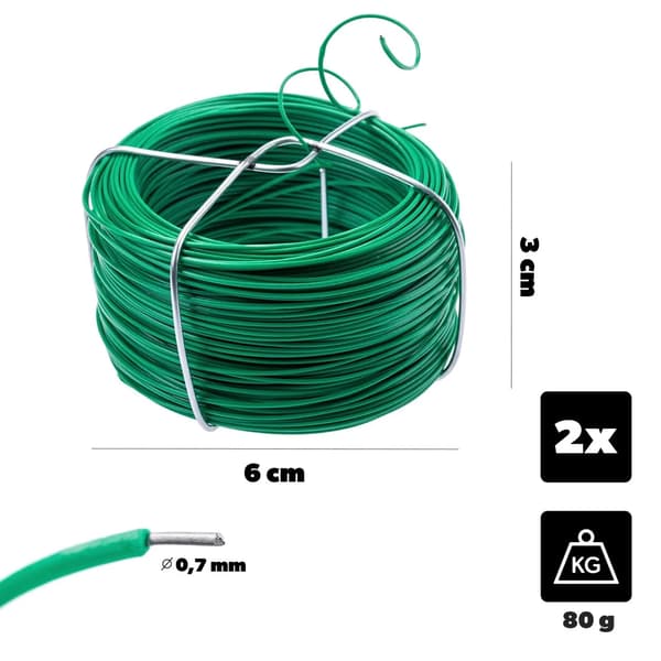 Trädgårdstråd, PVC-belagd, 50m längd,Ljusgrön