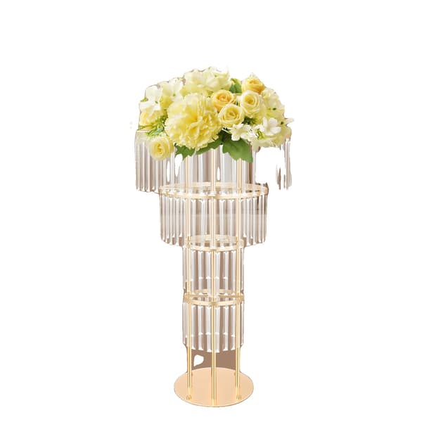Blomsterstand, 4-lags design, robust akryl- og jernramme,Guld