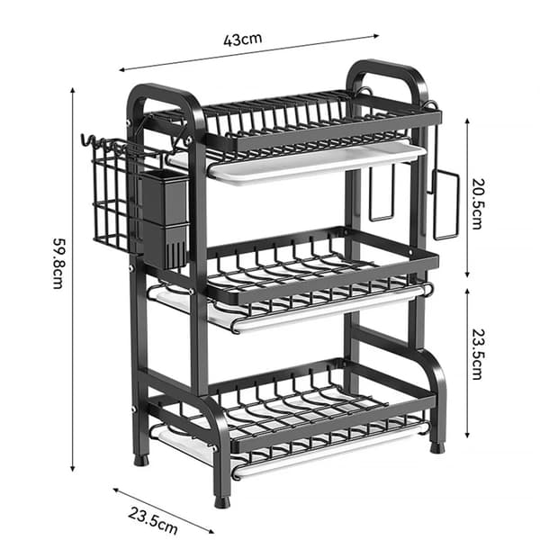 Opvaskestativ, Stor Kapacitet, Multi-niveau Design,PL-Sort