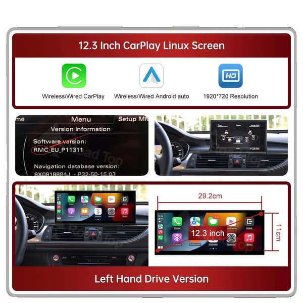 Bilmultimediaskärm, Trådlös CarPlay, Android Auto-kompatibilitet,12.3 RMC LHD