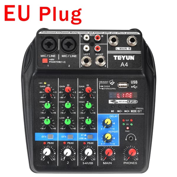 Lydmixer, 4 Kanaler, Bluetooth-forbindelse,EU stik