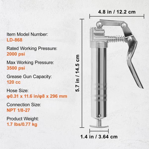 Fedtspreder, Højt Tryk Udsendelse, Ergonomisk Design,3500PSI