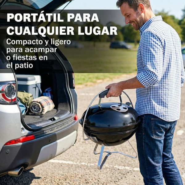 Kolgrill, kompakt design, justerbar ventilation, svart