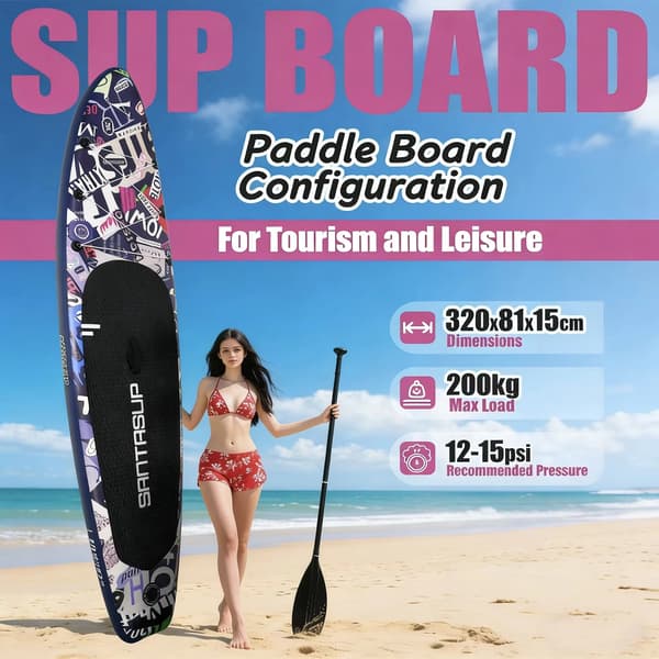 Stand Up Paddle Board, Halkfri Yta, Uppblåsbart Design,320x81x15cm