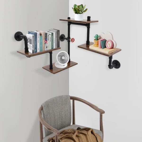 Rörhylla, Väggmonterad, Fyra-Nivå Design,svart
