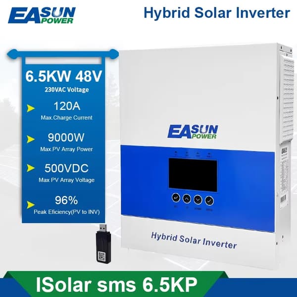 Hybridisolarinvertteri, 120A MPPT, WiFi-valvonta,SMS 6.5KP