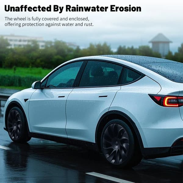 Hjulkapsler, Holdbart Plastik, Nem Installation,Tesla, sort, Model Y 20Inch