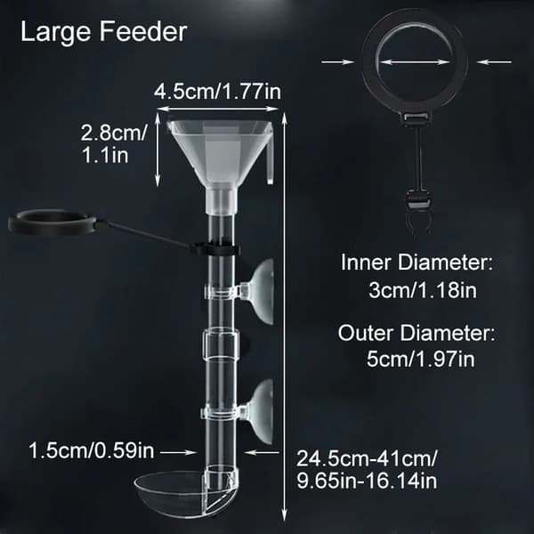 Fiskefoder, Justerbar Højde, Gennemsigtigt Design,Stor