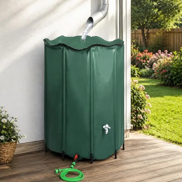 Regnvandsbeholder, PVC-ramme, sammenklappeligt design,Grøn