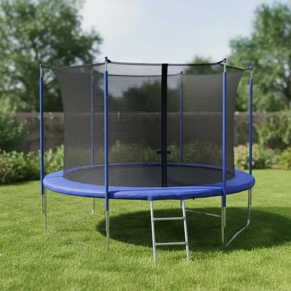 Trampolinbeskyttelsesnet, Holdbart Polyester Mesh, Nem Installation,Sort
