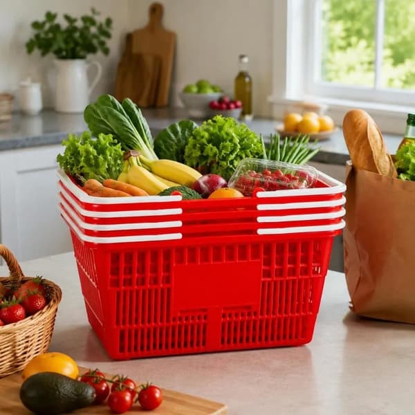 Shoppingkorgar, Stor Kapacitet, Stapelbar Design,Röd