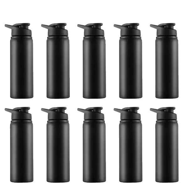 Vandflaske, Holdbart Rustfrit Stål, Ideel til Udendørs Aktiviteter,600ml-f, Sort 10stk