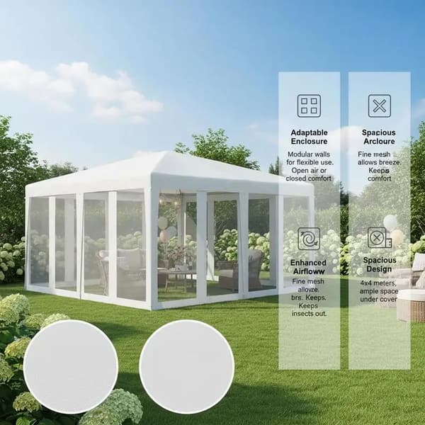 Partytält, HDPE-material, Enkel montering, Vit