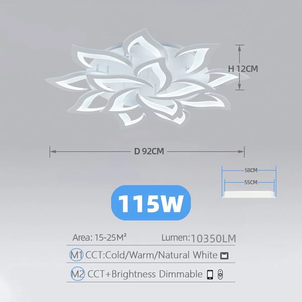 Loftlampe, Smart Kontrol, Moderne Design,Hvid 14 hoveder