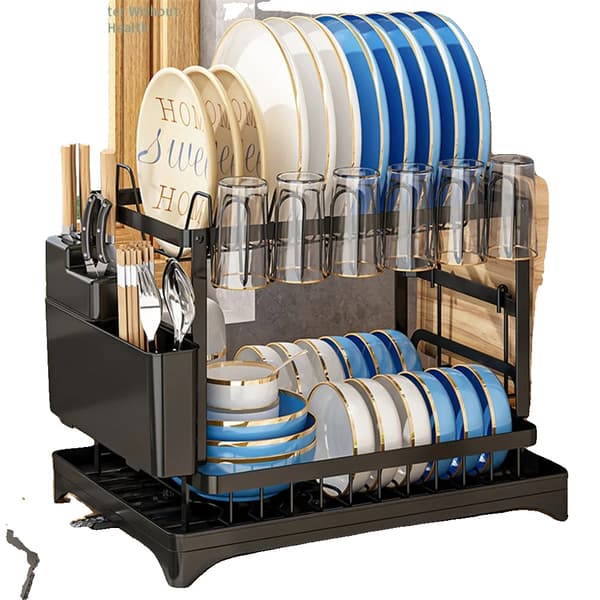 Diskställ, Dubbel-Lager Design, Automatisk Dräneringssystem,svart