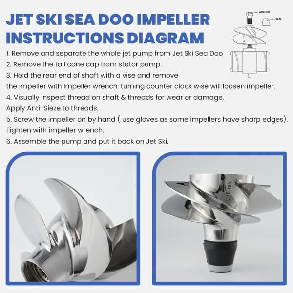 Jet Ski Impeller, Rostfritt Stål Konstruktion, Precision Design,10 18A