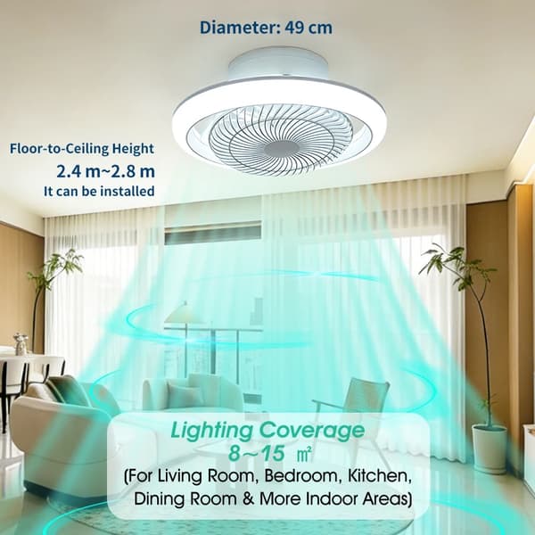 Loftventilator, LED-lamper, Smart kontrol,Oscillerende Fan Lampe