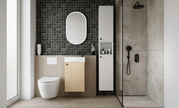 Badrumsskåp, Modern Design, Väggmonterad Handfat,Brun
