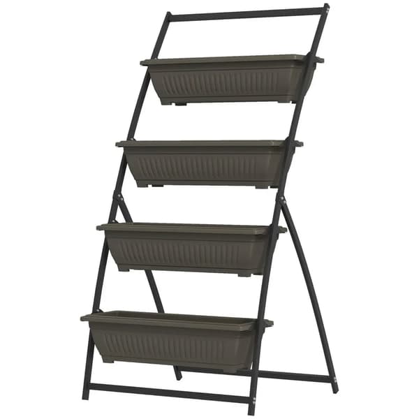 Planteholder, Multi-Niveau Design, Pladsbesparende Indendørs Udendørs Stativ,Sort