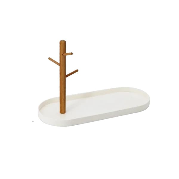 Förvaringsbricka, Ekologisk Bambus, Japansk Stil Design,Oval-Vit