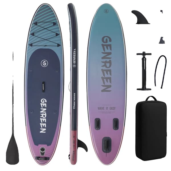 Oppustelig Paddle Board, Letvægts, Komplet Tilbehør,Uddannet Mørkegrøn