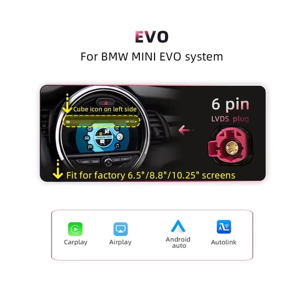 CarPlay Android Auto Interface, Bluetooth-forbindelse, Nem installation,EVO System