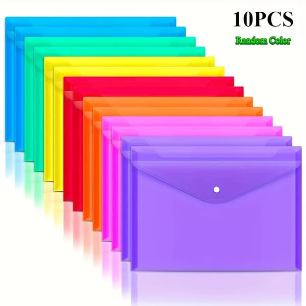 Dokumentmappar, A4-storlek, Hållbart PVC-material,10st