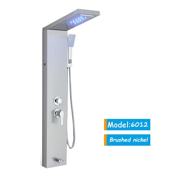 Duschsystem, LED-lampa, massage spray,6012 Nikel