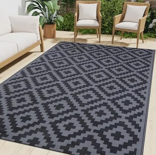 Udendørs tæppe, vandtæt, vendbart design,F2-a, 5x8tommer