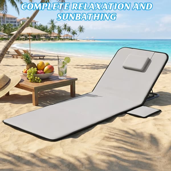 Strandpude, Justerbar højde, Holdbart canvasmateriale, Bærbart design, Ergonomisk siddeplads, Lomme til opbevaring