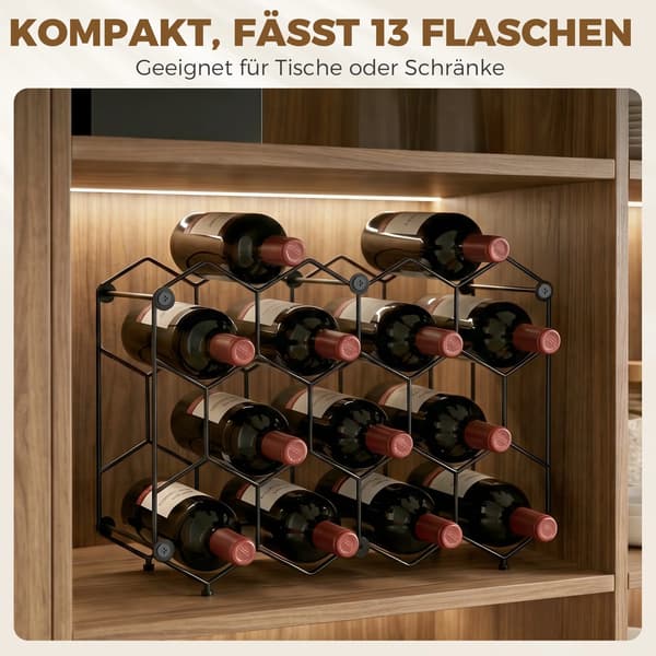 Vinkøler, Geometrisk Design, Plads til 13 Flasker,sort