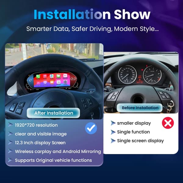 Digitalt instrumentkluster, trådlös CarPlay, Android-spegeling,med carplay