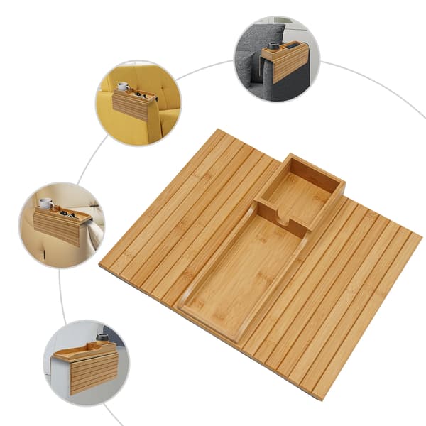 Sofa Armlæns Bakke Bord, Slidstærk Bambus, Pladsbesparende Design,Bambus