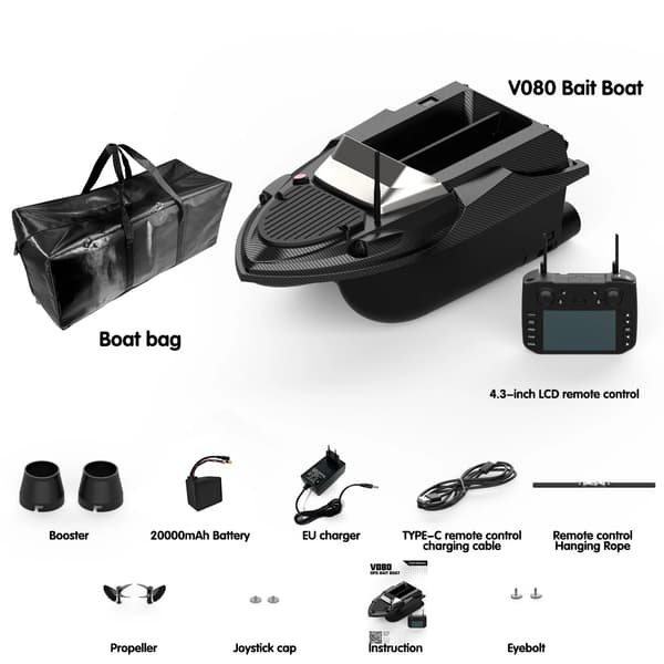 Bait Boat, 15 km/h hastighet, 800m räckvidd,V080 GPS 20000mAh