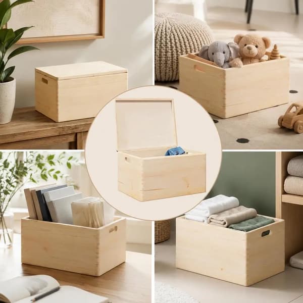 Förvaringslåda, Massivt Furu, Rustik Design,Brun