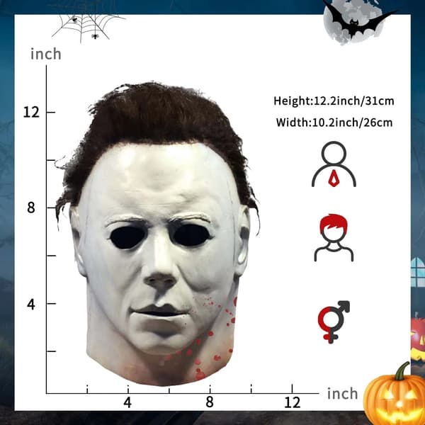 Michael Myers Mask, Ultra-realistisk design, Full ansiktstäckning,VIT
