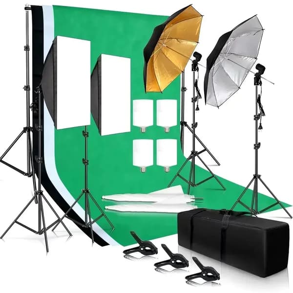 Fotografi Sæt, Softbox Belysning, Baggrundsstativ,Foto Studio Sæt 54